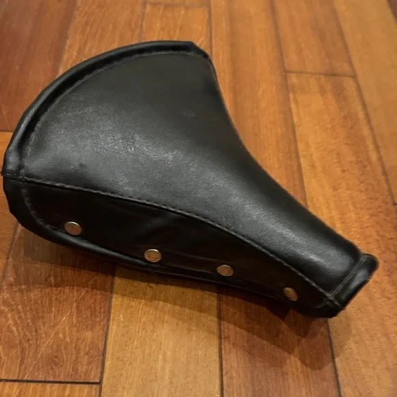 Vintage Black Leather Bicycle Saddle - Picture 1 of 6
